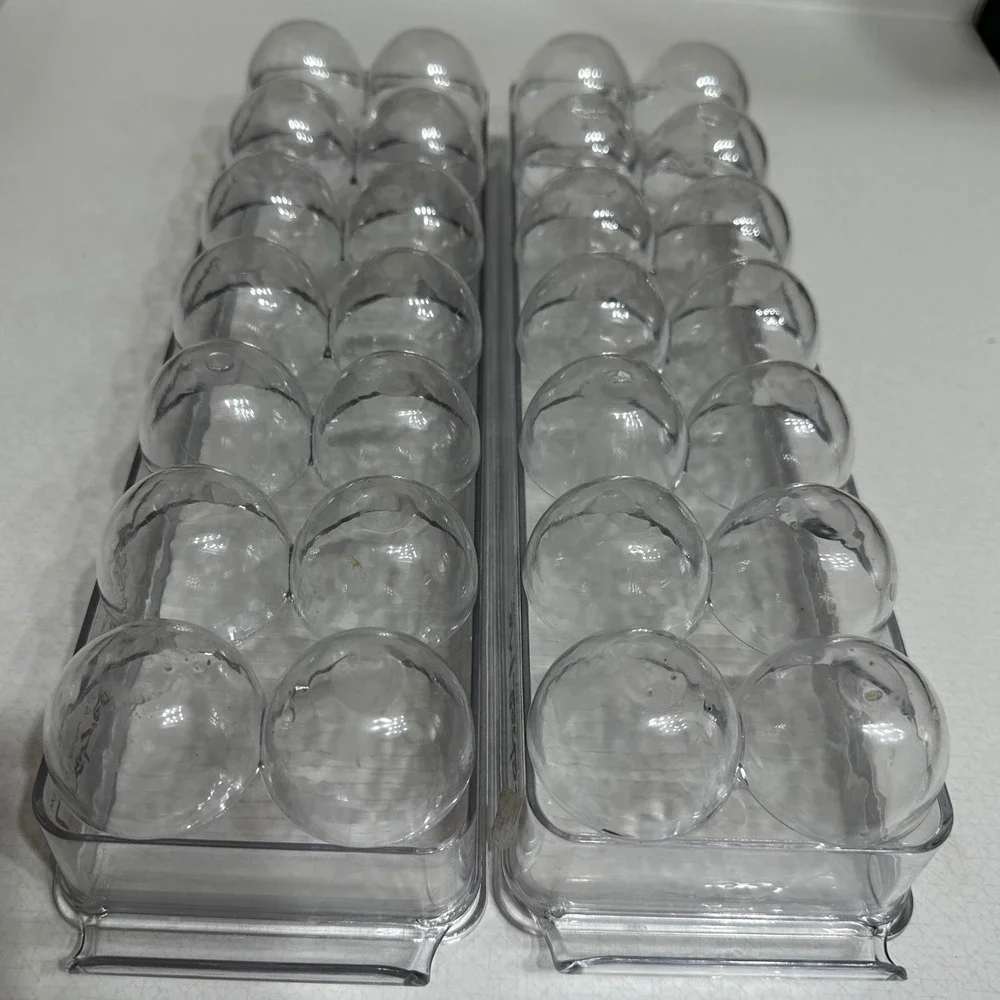 Label Me Egg Storage Container Set of 2 Clear Plastic Stackable 14-Count Bins